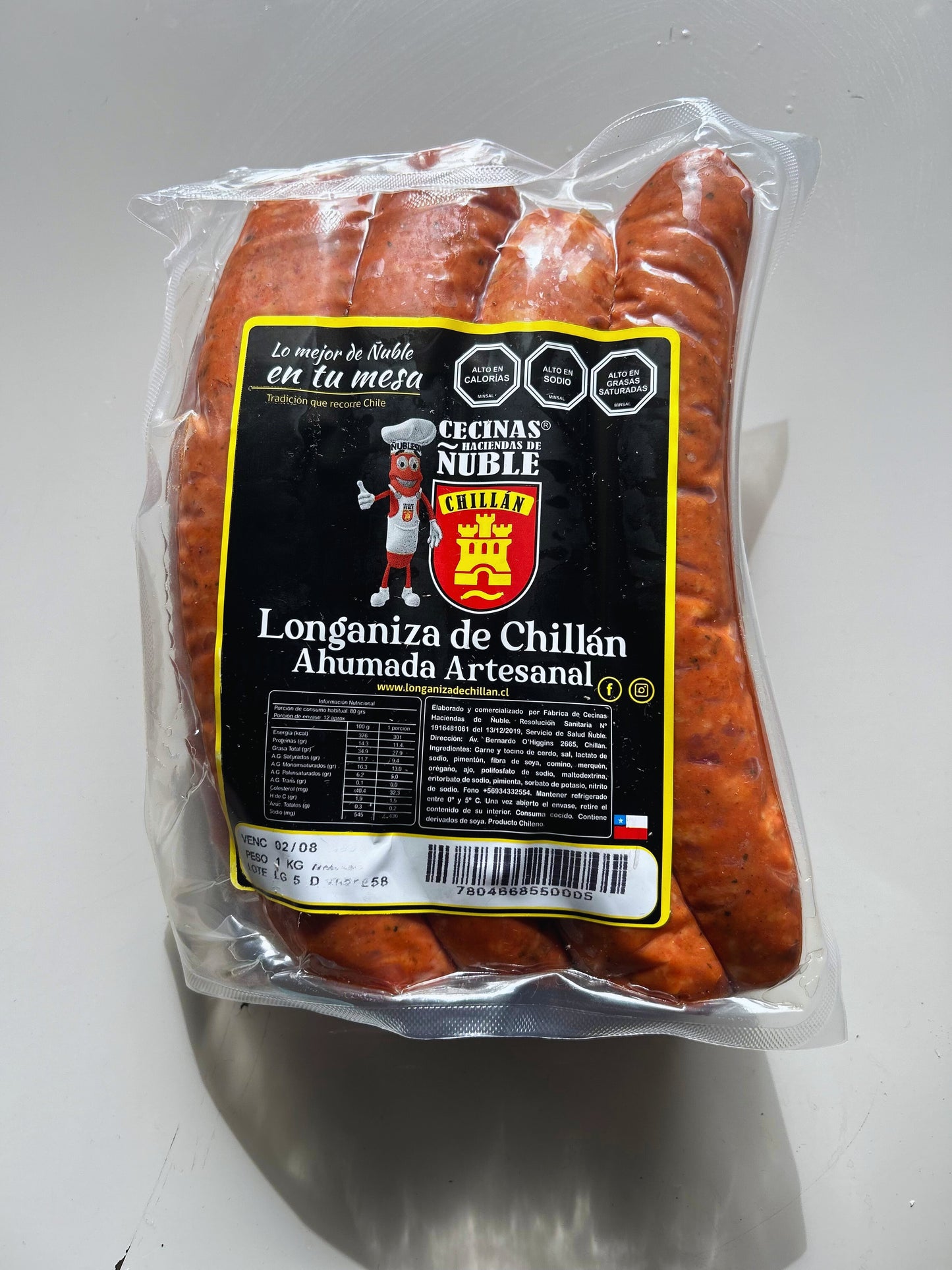 Longaniza Artesanal Ahumada | 1kg | Cecinas Hacienda de Ñuble