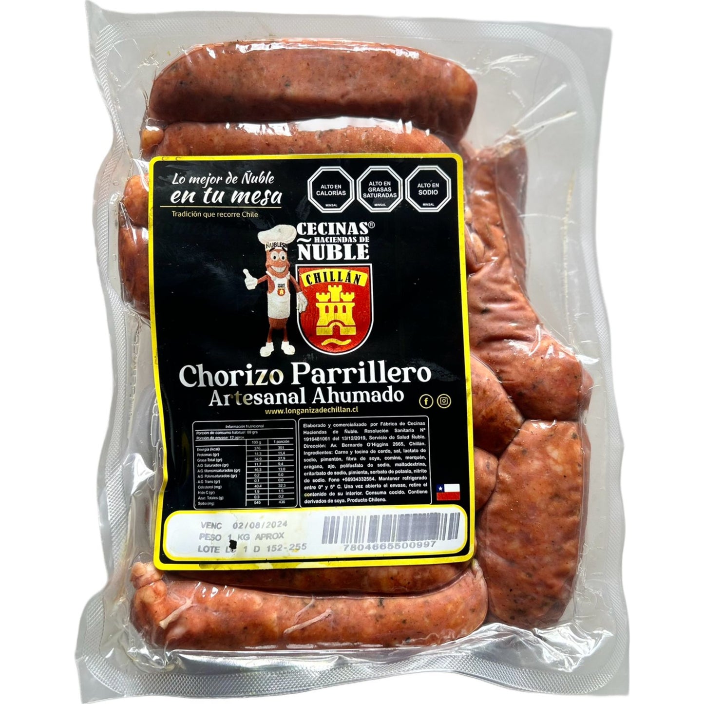 Chorizo Parrillero Artesanal Ahumado | 1kg | Hacienda de Ñuble