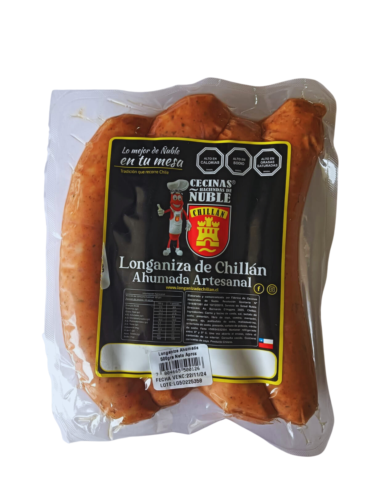 Longaniza Artesanal Ahumada | 500grs | Cecinas Hacienda de Ñuble