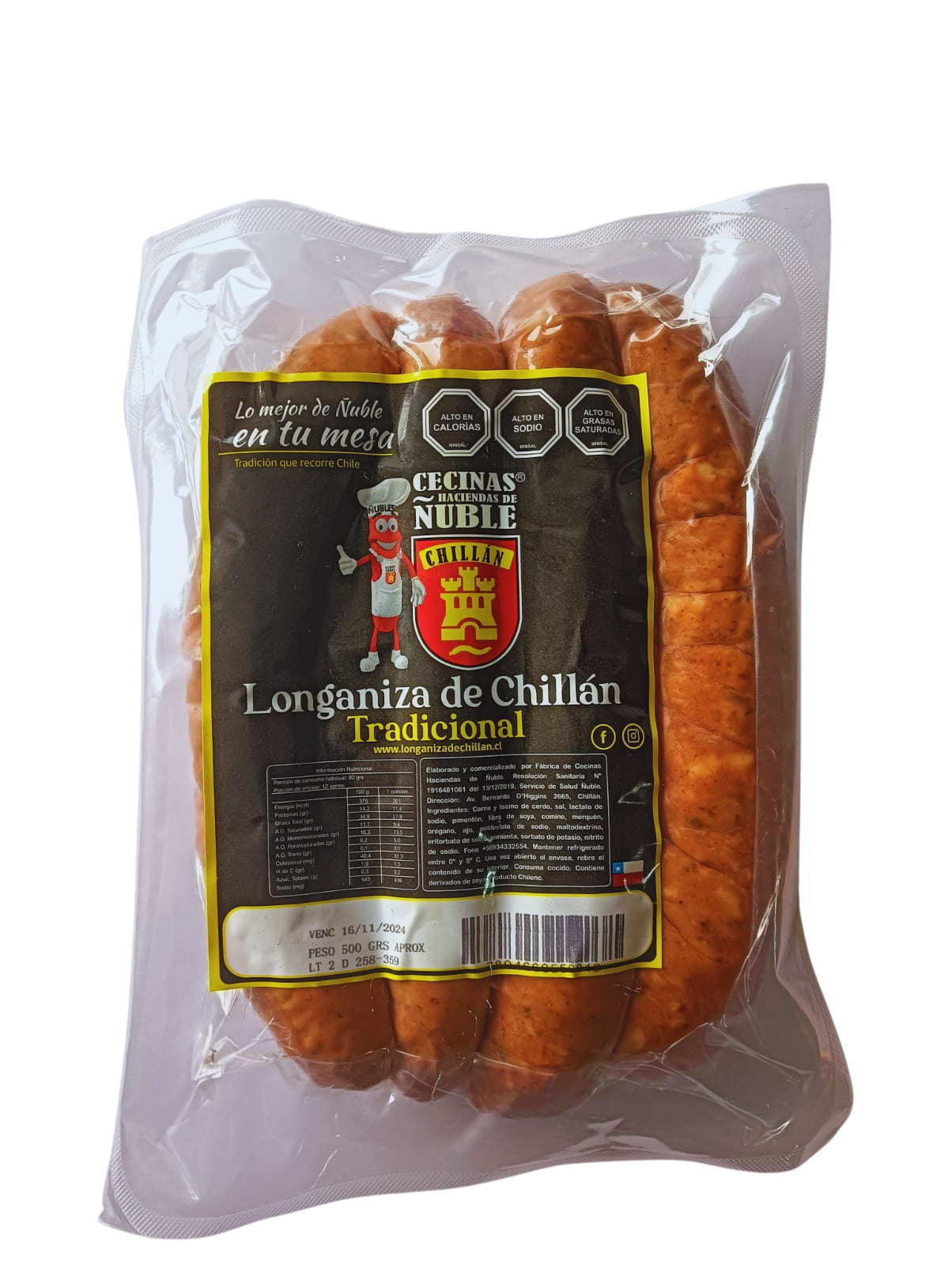 Longaniza de Chillán Tradicional | 500grs | Cecinas Hacienda de Ñuble